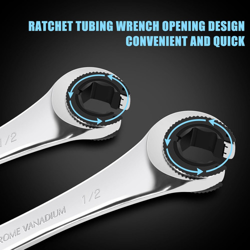 10 pcs SAE Ratcheting Wrench Combination Wrench Set 10 Pcs/Set with 72 Teeth, Chrome Vanadium Steel Tubing Ratchet Spanner US and European Patentsi14 (200-9KDSZ)