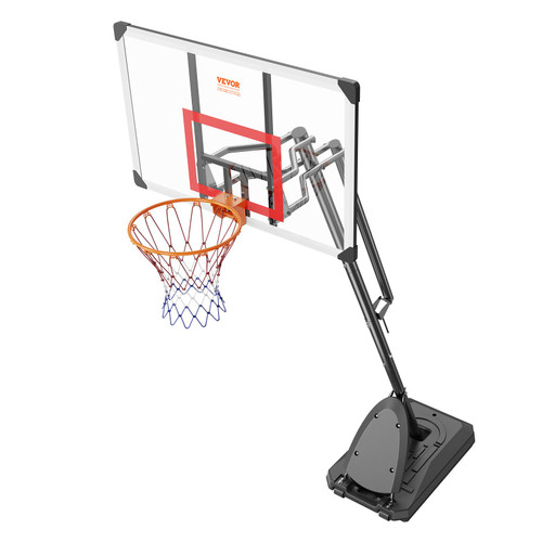 Basketball Hoop, 7.6-10 ft Adjustable Height Portable Backboard System, 50 inch Basketball Hoop & Goal, Kids & Adults Basketball Set with Wheels, Stand, and Fillable Base, for Outdoor/Indoor