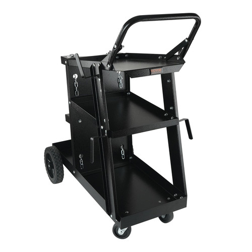 Welding Cart, 3-Tier Welder Cart Heavy Duty with 400 Lbs Weight Capacity, 360° Swivel Wheels, Tank Storage Safety Chains, Rolling MIG Welder Cart for TIG, ARC, MMA, Plasma Cutter Welding Machine