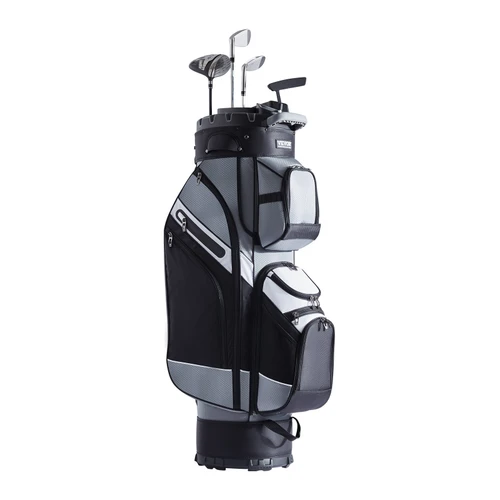 Golf Cart Bag with 14 Way Organizer Divider Top, 41â€ 13 Pockets Premium Nylon Cart Bag, Durable Golf Bags with Handles & Dust Cover & Detachable Straps for Men & Women, Black Color-Block