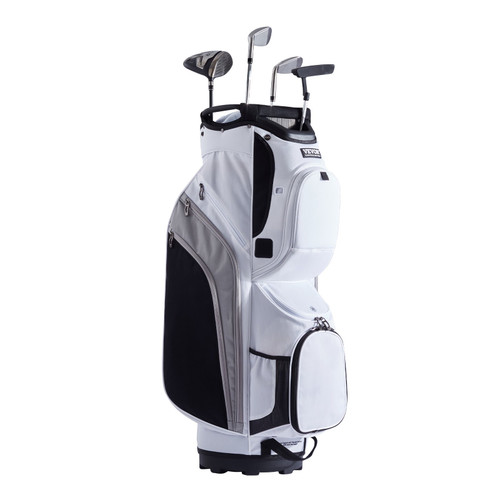 Golf Cart Bag with 14 Way Organizer Divider Top, 36a 13 Pockets Premium Nylon Cart Bag, Durable Golf Bags with Handles & Dust Cover & Detachable Straps for Men & Women, White Color-Block