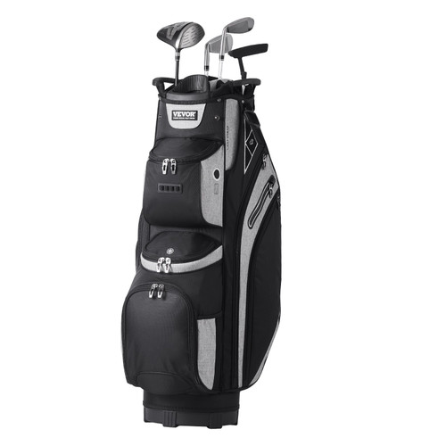 Golf Cart Bag with 14 Way Organizer Divider Top, 36â€ 13 Pockets Premium Cart Bag, Durable Golf Bags with Handles & Dust Cover & Detachable Straps for Men & Women, Black Color-Block