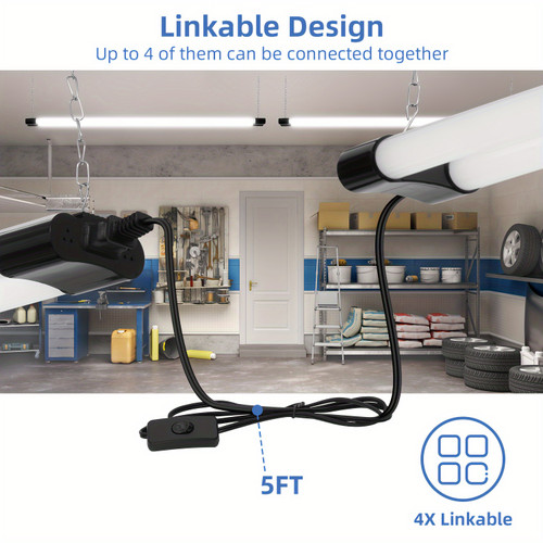 4 Pack 42w Double Tube Light Fixture LED Shop Light For Garage Or Shop 6500k 4400lm T8 UL Listed For Double-Ended Connections
