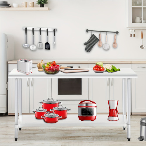 Stainless Steel Kitchen Prep And Work Table, Commercial Work Table For Restaurant And Home, Stainless Steel