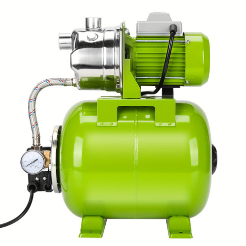 1.6HP Shallow Well Pump with Pressure Tank, 115v Stainless Steel Garden Irrigation Pump, Pressure Switch Automatic Water Pressure Booster Pump, Booster Jet Pump for Home, Garden, Lawn