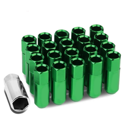 JDM Open-End Hexagon 20 Lug Nuts Set Adapter Key M12X1.25 25mm OD/60mm Tall Green color