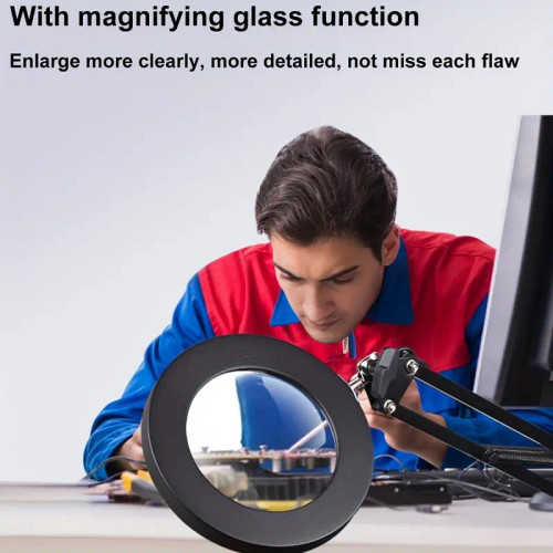 1pc 10X Black Folding Without Magnifying light source - USB-Powered, 3 Color Modes, Stepless Dimming, 360° Rotation, Sleek Design for Home Use