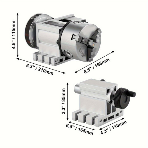 Dividing Head, K11-100mm 3-Jaw Chuck, CNC Router Milling Machine Rotational Axis 4th Axis A Axis Indexing Head, 2.6"/65 Mm Center Height MT2 Tailstock 6:1 Gear Ratio, Universal For Engraving