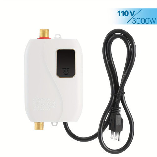 3000W Tankless Electric Hot Water Heater with LED Display - Instant & Consistent Water Heating for Kitchens, Bathrooms & Sinks, 110V, Easy Installation, Stainless Steel Construction