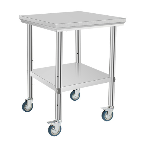 Stainless Steel Prep Table Heavy Duty 24Ã—12Ã—32 Inch Stainless Steel Prep Table With 4 Casters - Commercial Kitchen Restaurant Business Food Worktable