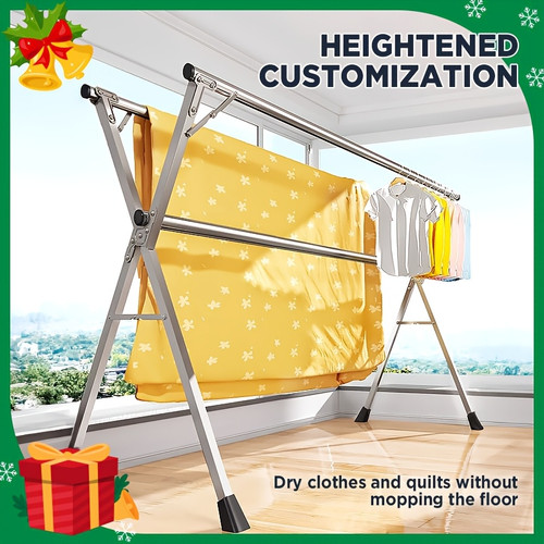 Clothes Drying Rack 78.7 Inches Folding Outdoor Indoor, Drying Rack Clothing Collapsible, Foldable Laundry Drying Rack, Heavy Duty Stainless Steel Clothesline, Drying Racks Clothes Drying Rack 78.7 Inches Folding Outdoor Indoor, Drying Rack Clothing Collapsible, Foldable Laundry Drying Rack, Heavy Duty Stainless Steel Clothesline, Drying Racks