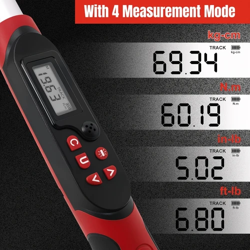 1/2-inch Drive Digital Torque Spanner, 12.5-250.8 Ft-lb (17-340 Nm) Electric Torque Spanner With Buzzer And LED, Preset And Stored Data For Bike/motorcycle/auto Repairs, Accuracy 2, CR-V Steel