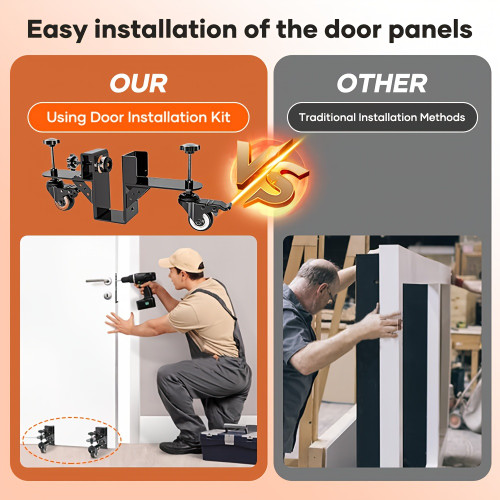 2PCS Heavy-Duty Door Installation Kit â€“ Adjustable Steel Door Moving Tool with 360Â° Rotating Casters & Brakes, Hands-Free Design for Easy Single-Person Installation, Fits Various Doors