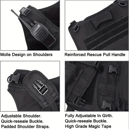 Tactical Survival Vest - Lightweight Adjustable MOLLE Vest, Durable Polyester for Camping, Hunting, Fishing, Outdoor Training & Adventure - Black