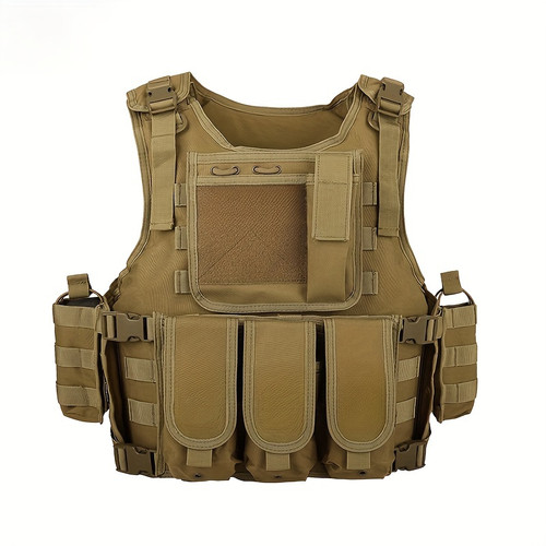Tactical Survival Vest - Lightweight Adjustable MOLLE Vest, Durable Polyester for Camping, Hunting, Fishing, Outdoor Training & Adventure - Mud Color