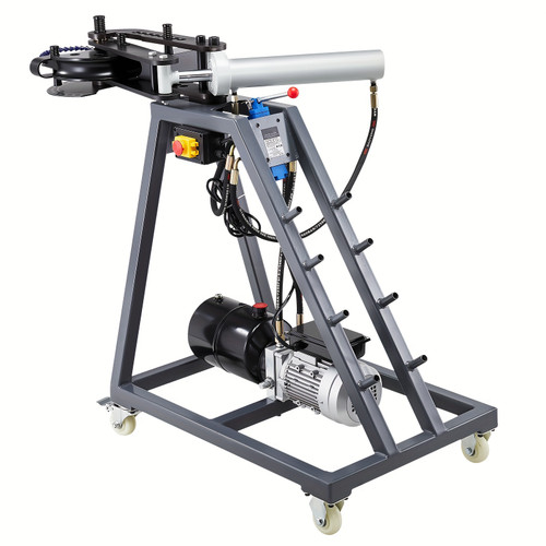 750W Electric Tube Bending Machine With 6L Hydraulic Cylinder, 3 Dies, 180Â° Max Angle, Casters For 3/4 To 2 Inch Pipes In Workshop