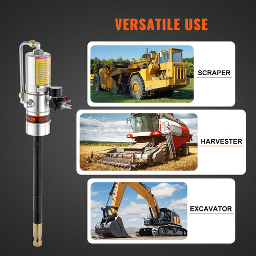 Grease Pump, 50:1 Pressure Ratio Air Operated Grease Pump with 13 ft High Pressure Hose and Grease Gun, Pneumatic Grease Pump, Portable Lubrication Grease Pump with 360Â° Swivel Grease Gun Head