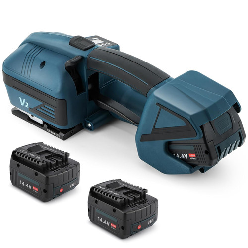 Electric Strapping Machine 2 x 4000mah Battery for 1/2-5/8in PP PET Strapping Automatic Strapping Tool Digital Display Tensioner Kit for Packaging Box Pallet Portable Baler