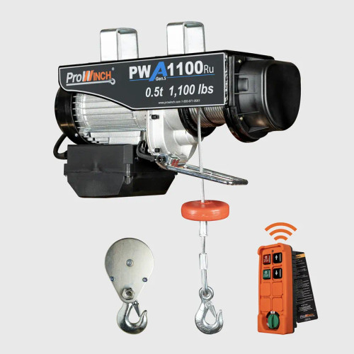 Prowinch 1/2 ton 1100 lb 110V Electric Wire Rope Hoist 38 ft. H1 Duty Wireless PWA1100Ru