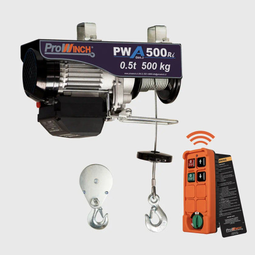 Prowinch 1/2 ton 1100 lb 220V Electric Wire Rope Hoist 38 ft. H1 Duty Wireless PWA500Ri