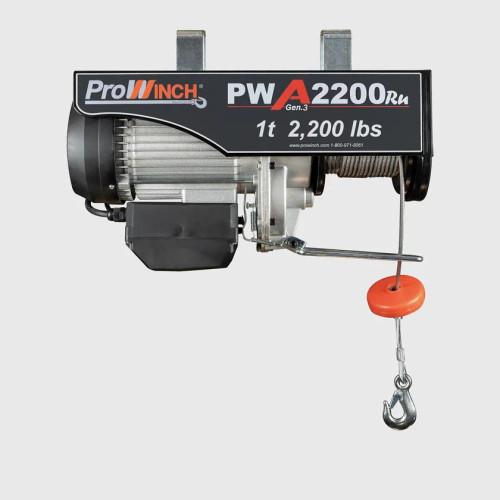 Prowinch 1 ton 2200 lb 110V Electric Wire Rope Hoist 38 ft. Wireless Upper Limit Switch 3th Generation H1 Duty PWA2200Ru-G3