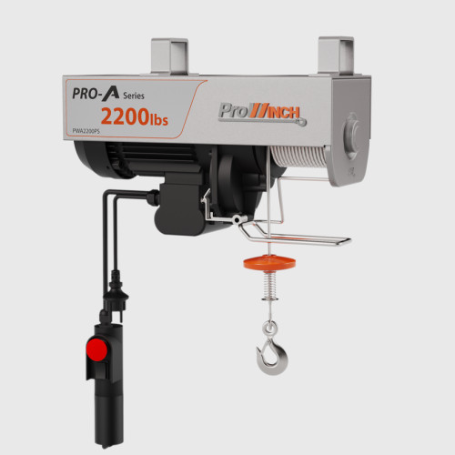 Prowinch 1 ton 2200 lb 110V Pro-A Series Electric Wire Rope Hoist 40 ft. Upper and Lower Limit Switches H3 Duty PWA2200PS-110V