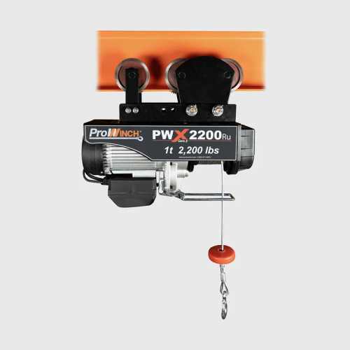 Prowinch 1 ton 2200 lb 110V Electric Wire Rope Hoist 38 ft. Wireless w/ Power Trolley H1 Duty PWX2200Ru