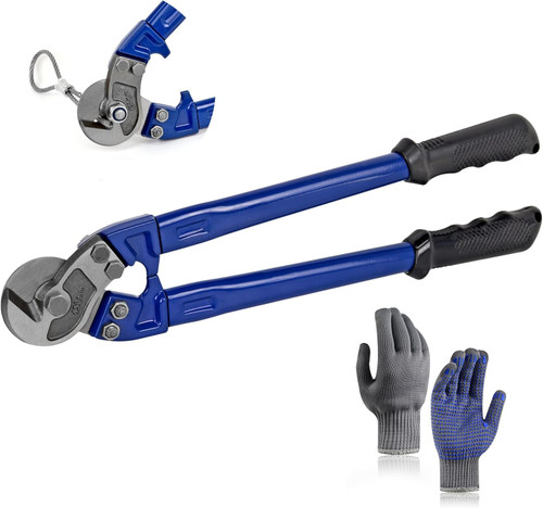 18” Heavy Duty Wire Rope Cutter, Steel Wire Cutters w/Ergonomic Handle Design, Hardened Cable Cutter Cuts Up to 5/16" for Wire rope, Stainless Steel Wire, Copper and Aluminium