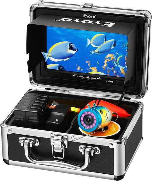 Underwater Fishing Camera 7 inch LCD Monitor Fish Finder Waterproof 1000TVL Fishing Camera 12pcs Infrared Lights for Lake, Boat, Ice Fishing