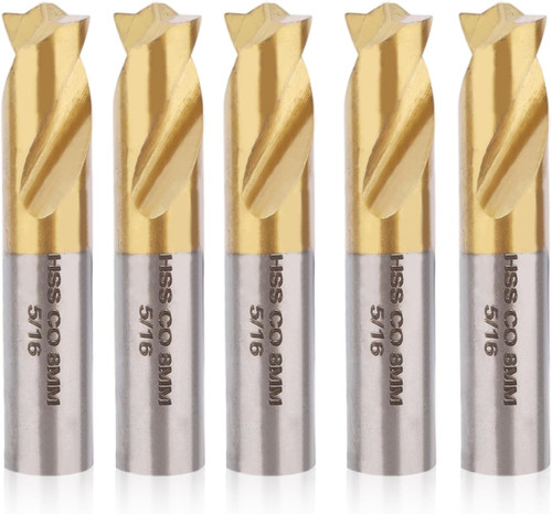 5pcs Spot Weld Drill Bit, 5/16in/8mm High Speed Steel Spot Weld Cutter Titanium Coated