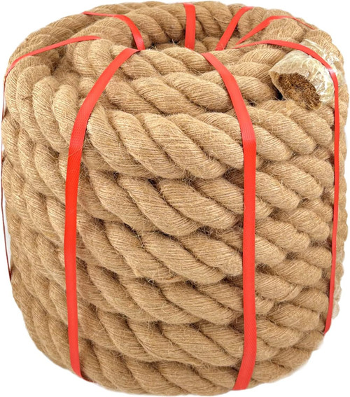 Hemp Rope Thick Natural 2 in X 50 Ft Twisted Manila Rope for Tug of War Adult, Outdoor Porch Swing Bed, Railing,Landscaping,Natical Rope