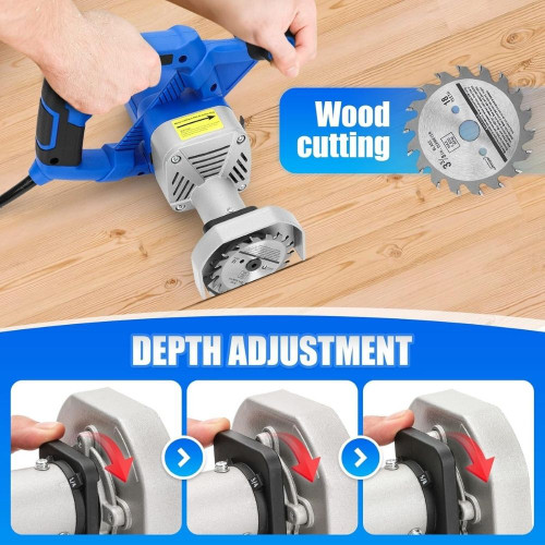 Toe Kick Saw EKS85, 3-3/8 in. Blades, 2 Alloy Blade for Woods, 1 Diamond Blade for Tiles and Stones, Flush Cutting, Special Circular Saw for Removing Subfloor or Tiles