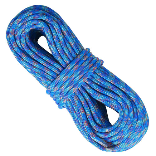 10.2mm Dynamic Climbing Rope, 60M(197ft) Outdoor Rock Climbing Rope 25KN Breaking Tension, Stretchable Fiber Rope with Steel Snap Hooks for Escape, Rappelling, Fire Rescue, Blue