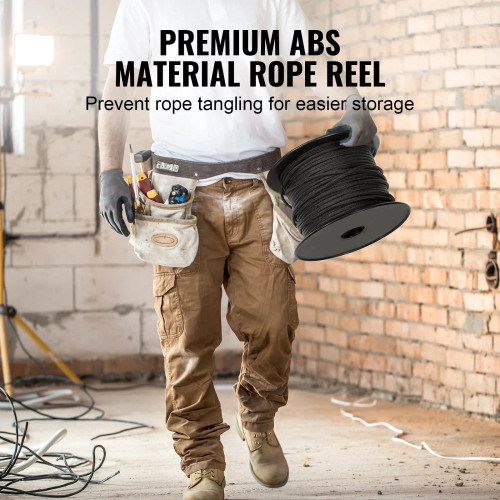 Durable Nylon Cord, 3/16 inch x 1000 ft, 32-Strand Design, 720 LBS Load Capacity, Multi-Purpose Rope for Outdoor Adventures, Tree Work, and Emergency Situations, Black