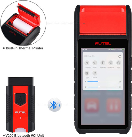 Autel Battery Tester MaxiBAS BT608 (E), Up of BT508 BT506 Fit 6-12V 100-3000CCA Automotive Battery, Cranking Charging Test Tool w/Printer, Adaptive Conductance, All System Diagnostic as MK808S MX808S