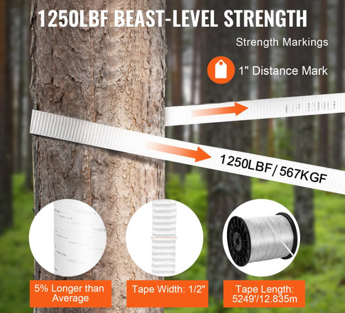 Durable Polyester Pull Cord, Width 0.5" & Length 5249ft, Max Load 1250 lbf, Measurement Marks, Perfect for Organizing Cables, Packaging, Garden Work & Electrical Jobs