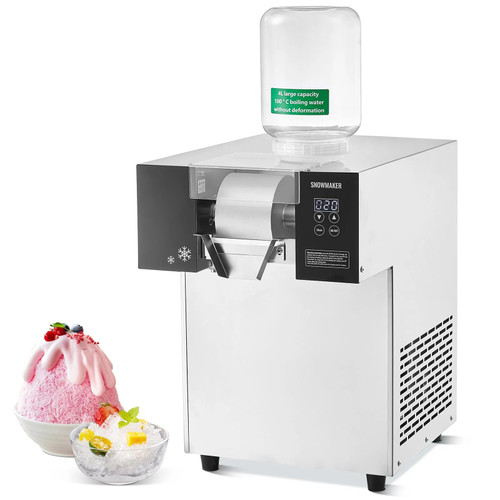 Commercial Snowflake Ice Machine, 397LBS/24H Snowflake Ice Maker, Stainless Steel Ice Shaver Machine, Electric Snow Cone Maker, Air Cooling System for Rapid Heat Dissipation, for Bakery, Cafe