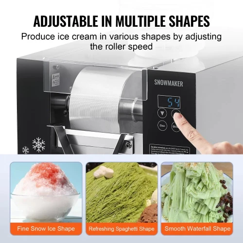 Commercial Snowflake Ice Machine - 176 lbs/24h Output, Stainless Steel Ice Shaver, Electric Snow Cone Maker with Air-Cooling System, Touch Control Panel