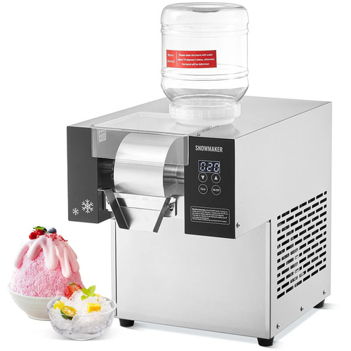 Commercial Snowflake Ice Machine - 375 lbs/24h Output, Stainless Steel Ice Shaver, Electric Snow Cone Maker with Air-Cooling System, Touch Control Panel