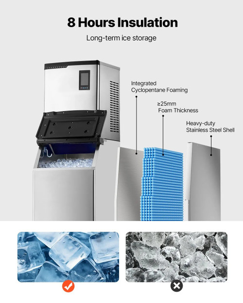 Commercial Ice Maker Machine – 800 lbs/24h Output with 300 lbs Storage Bin, Auto Self‑Cleaning, Touchscreen Control