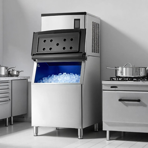 Commercial Ice Maker Machine – 1000 lbs/24h Output with 500 lbs Storage Bin, Auto Self‑Cleaning, Touchscreen Control