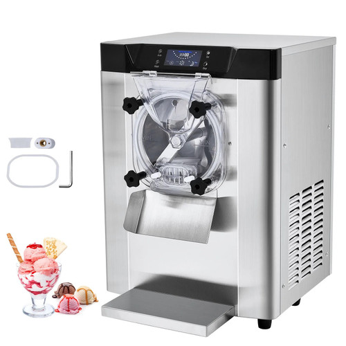 Commercial Ice Cream Machine, 12 L/H Yield, 1713W Single Flavor Countertop Hard Serve Maker, 4.5L Stainless Steel Cylinder, LED Panel with Auto Clean & Pre‑Cooling