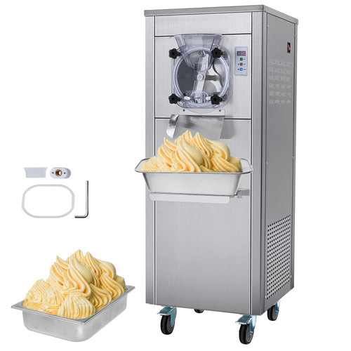 Commercial Ice Cream Machine, 18 L/H Yield, 1780W Single Flavor, 6L Stainless Cylinder, LED Display, Auto Clean & Pre‑Cooling, Equipped with Wheels