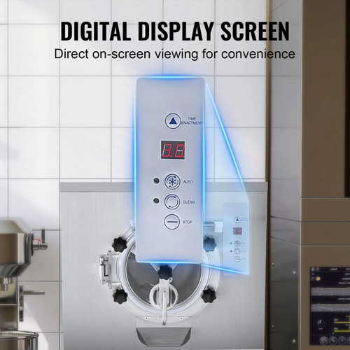 Commercial Ice Cream Machine, 20–25 L/H Yield, 2400W Single Flavor Hard Serve Maker, 8L Stainless Cylinder, Digital Display with Auto Clean & Adjustable Hardness