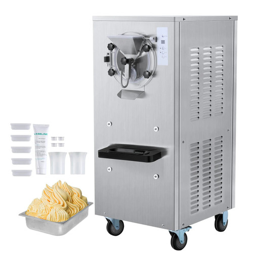 Commercial Ice Cream Machine, 20-25 L/H Yield, 2400W Single Flavor Hard Serve Maker, 8L Stainless Cylinder, Digital Display with Auto Clean & Adjustable Hardness