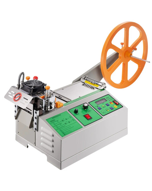Automatic Webbing Cutting Machine, Hot & Cold Ribbon Cutter, Adjustable Temperature, LCD Display, 1-85mm Width, 1-99999mm Length