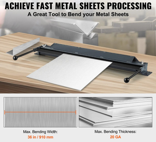 Box and Pan Brake, 36‑Inch, 0–135° Bending Range, 20‑Gauge Steel / 14‑Gauge Aluminum Capacity