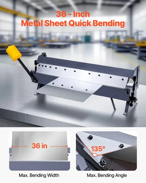 Box and Pan Brake, 36-Inch, 16-Gauge Mild Steel Capacity, 6 Fingers, 0-135° Adjustable