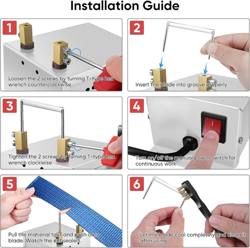 Electric Rope Cutter, 30W Hot Knife Thermal Blade, Bench-Mount Cutting Tool Kit (RM-016)