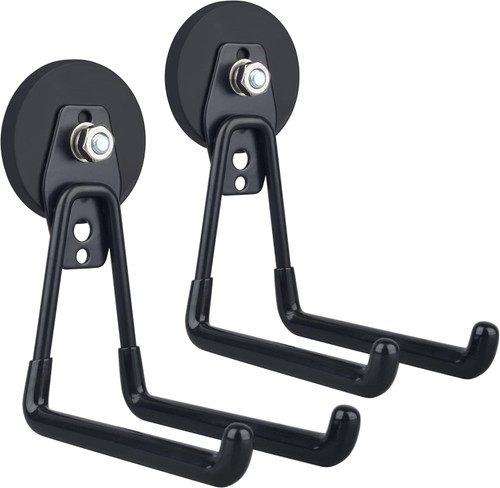 Magnetic Hooks Heavy Duty, 2PCS Strong Magnetic Garage Hooks for Cruise Cabins,Anti-Scratch Magnet with Long Hooks for Power Drill,Garden Tools,Hose,Tool Chest,Steel Pegboard,Workshop